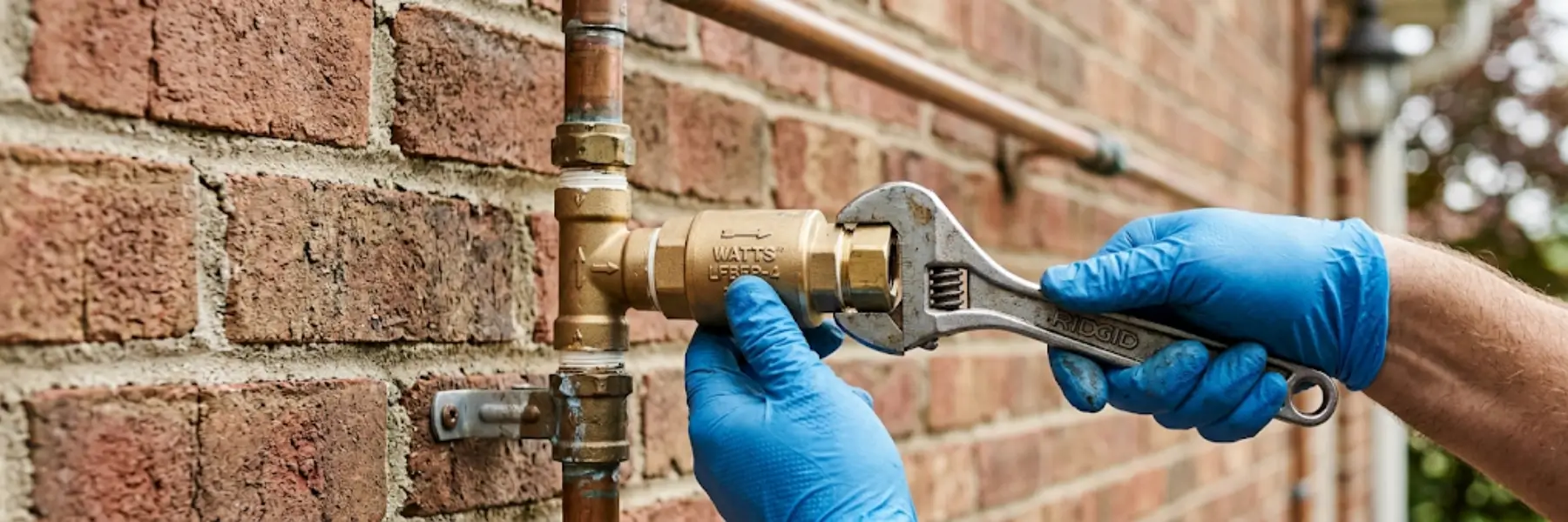 Plumber fixing pipes
